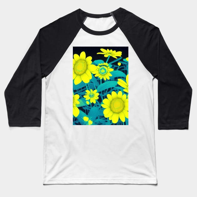 STYLISH SUNNY LEMON YELLOW FLOWERS Baseball T-Shirt by sailorsam1805